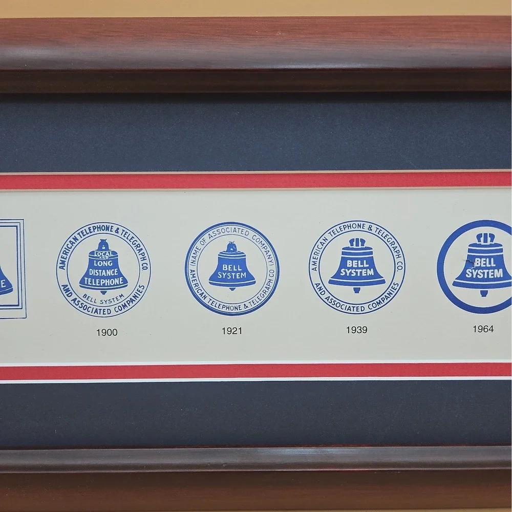 Vintage Bell System Logo Evolution Framed Art Print AT&T Telephone History Sign